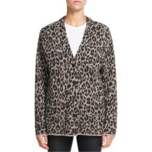 Theory Leopard Print Jacquard Cardigan